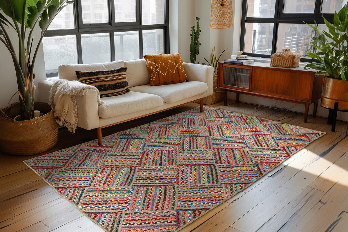 KOBEREC TKANÝ NA PLOCHO, 160/230 cm, vícebarevná, červená - vícebarevná/červená, Basics, textil (160/230cm)