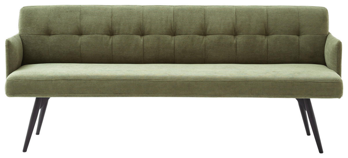 SITZBANK in Textil Hellgrün  - Schwarz/Hellgrün, Design, Textil/Metall (206/85/69cm) - Johann Jakob