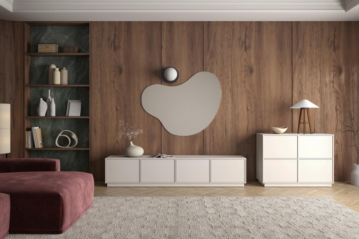 SIDEBOARD Japandi 220,5/82,5/41,5 cm  - Kaschmir, Design, Holzwerkstoff (220,5/82,5/41,5cm) - MID.YOU