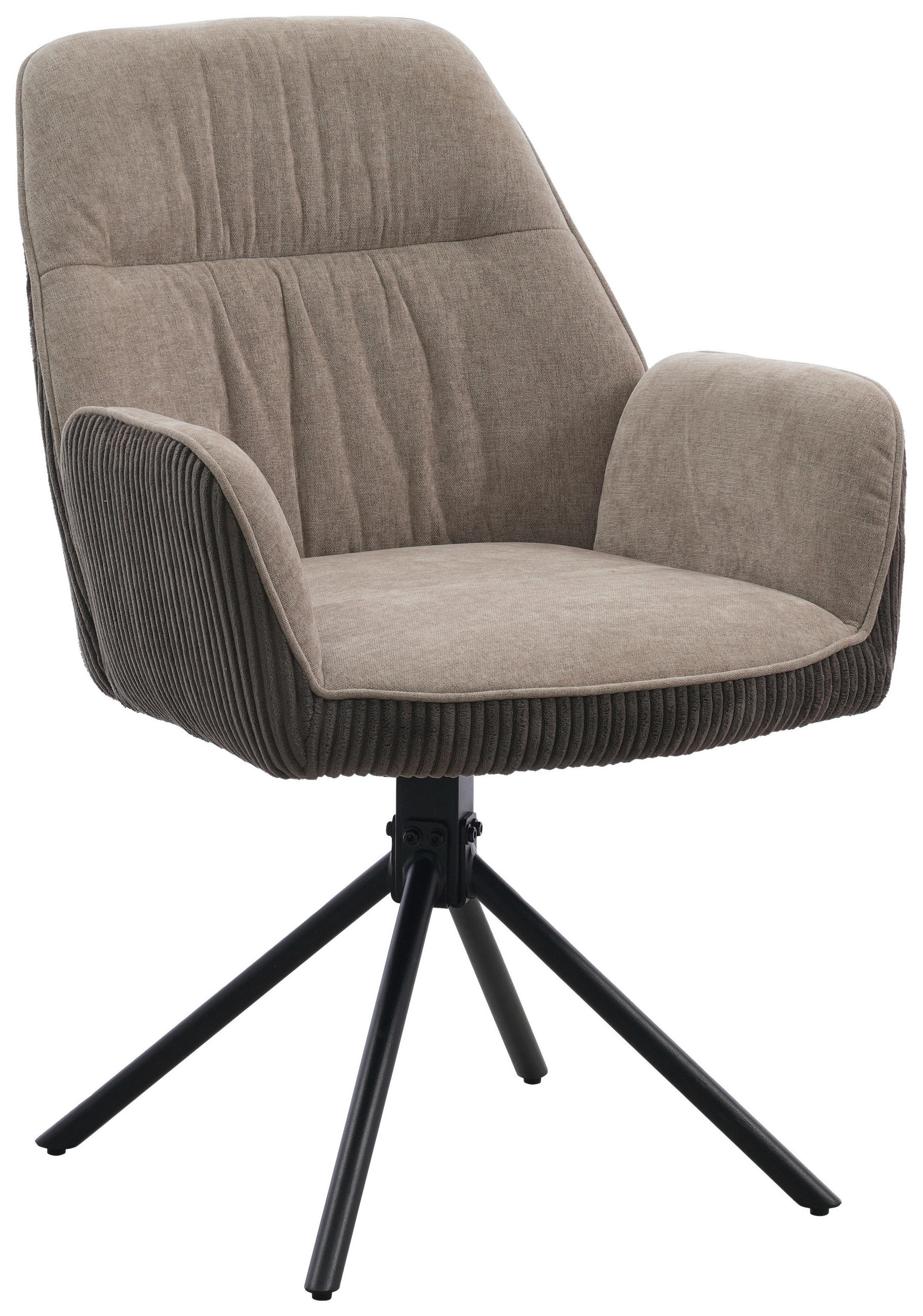 ARMLEHNSTUHL  Sitzfläche 180° drehbar Mikrofaser  Schwarz, Dunkelbraun, Beige  - Dunkelbraun/Beige, MODERN, Textil/Metall (60/89/65cm) - Livetastic