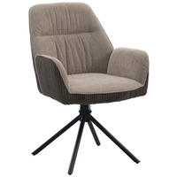 ARMLEHNSTUHL  Sitzfläche 180° drehbar Mikrofaser  Schwarz, Dunkelbraun, Beige  - Dunkelbraun/Beige, MODERN, Textil/Metall (60/89/65cm) - Livetastic