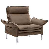 SESSEL Porto Echtleder Grau    - Chromfarben/Grau, KONVENTIONELL, Leder (88/93/88cm) - Erpo