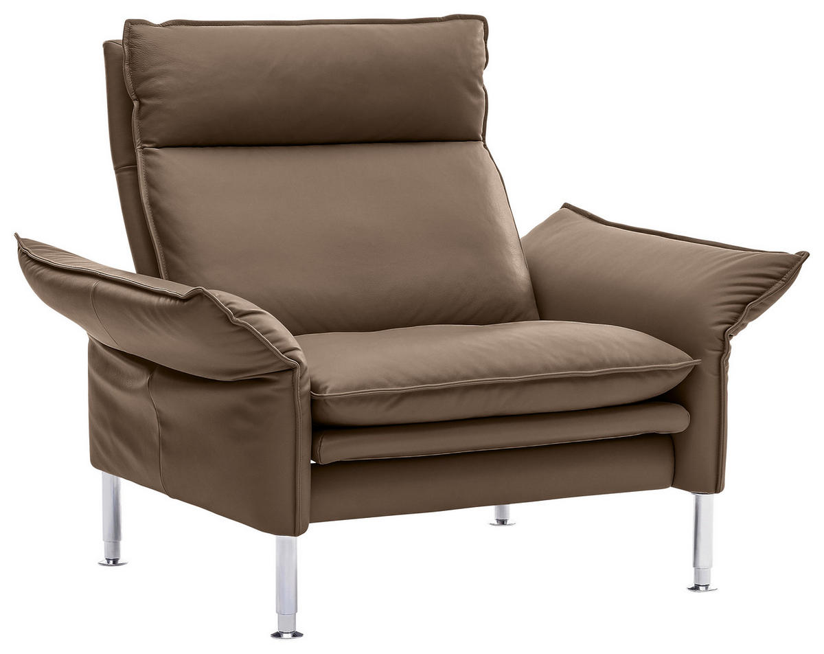 SESSEL Porto Echtleder Grau    - Chromfarben/Grau, KONVENTIONELL, Leder (88/93/88cm) - Erpo