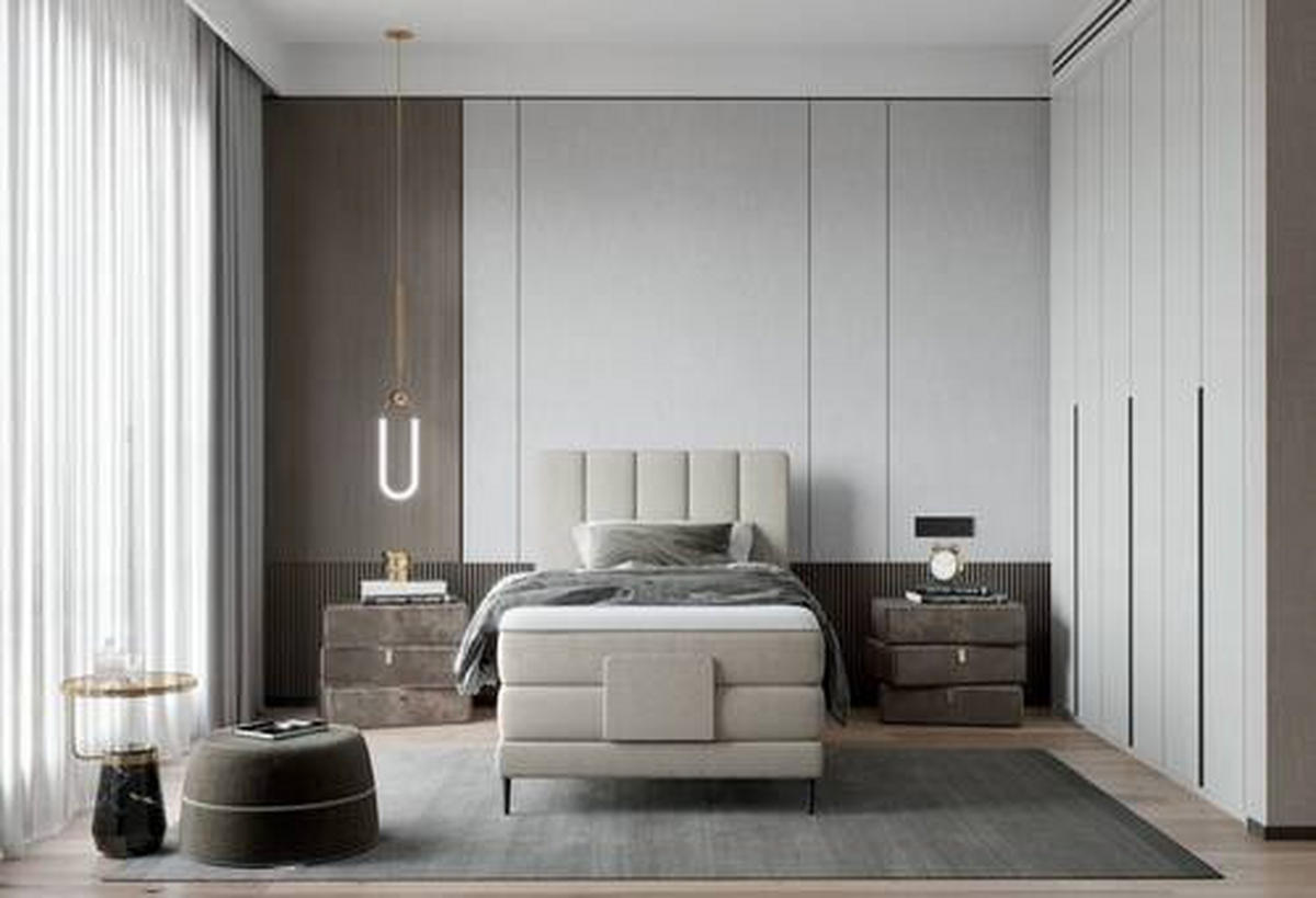 BOXSPRINGBETT 100/200 cm  in Hellgrau  - Hellgrau/Schwarz, Natur, Textil/Metall (100/200cm) - Esposa