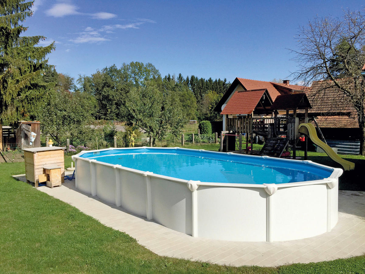 POOL-SET 132 610/370/130 cm  - Blau/Weiß, Basics, Kunststoff/Metall (610/370/130cm)