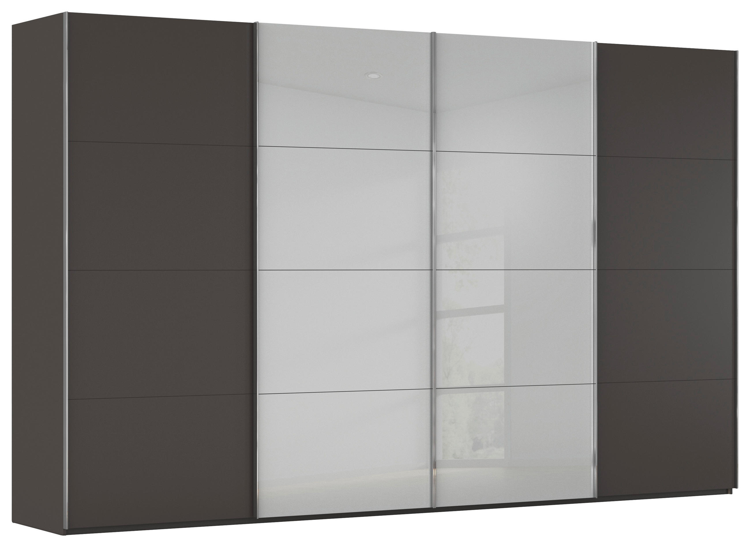 SCHWEBETÜRENSCHRANK  - Chromfarben, Konventionell, Glas/Holzwerkstoff (361/223/68cm) - Novel