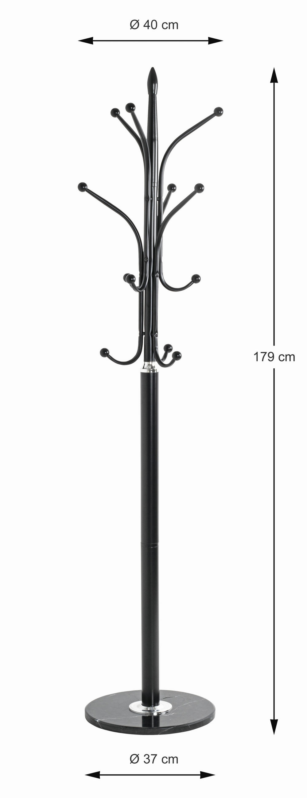 KLEIDERSTÄNDER in Schwarz, Chromfarben 40/179/40 cm   - Chromfarben/Schwarz, Design, Stein/Metall (40/179/40cm) - Carryhome