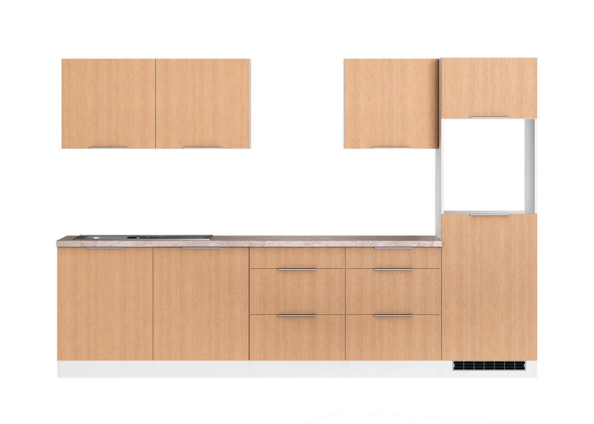 KÜCHENLEERBLOCK 300 cm   in Weiß, Eichefarben  - Eichefarben/Creme, LIFESTYLE, Holzwerkstoff/Metall (300cm) - Held