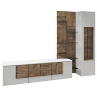 WOHNWAND VLACERA LIVING  in Weiß, Wildeiche  272/196/50 cm  - Wildeiche/Weiß, Design, Glas/Holz (272/196/50cm) - Voglauer