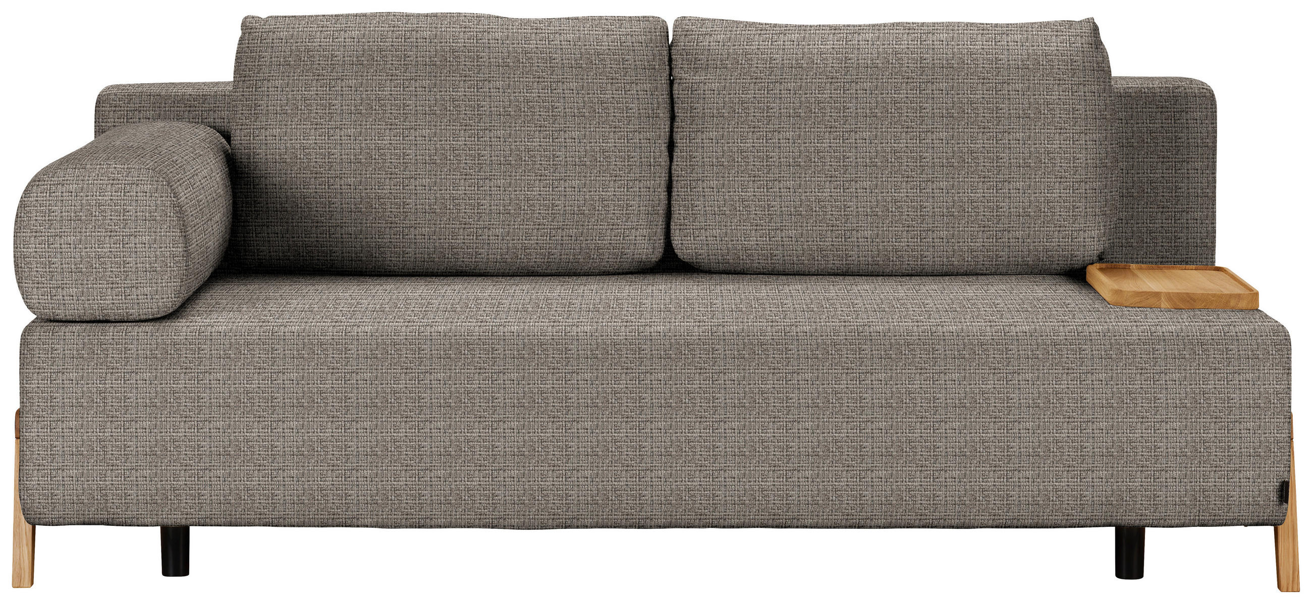 SCHLAFSOFA Chenille Taupe  - Taupe/Naturfarben, Design, Holz/Textil (211/88/102cm) - Niels Andersson