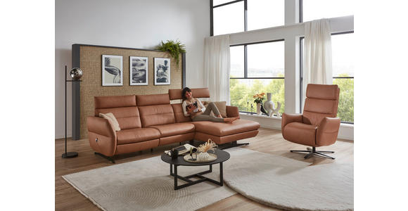RELAXSESSEL in Leder Haselnussfarben - Haselnussfarben/Schwarz, Design, Leder/Metall (82/119/85cm) - Dieter Knoll
