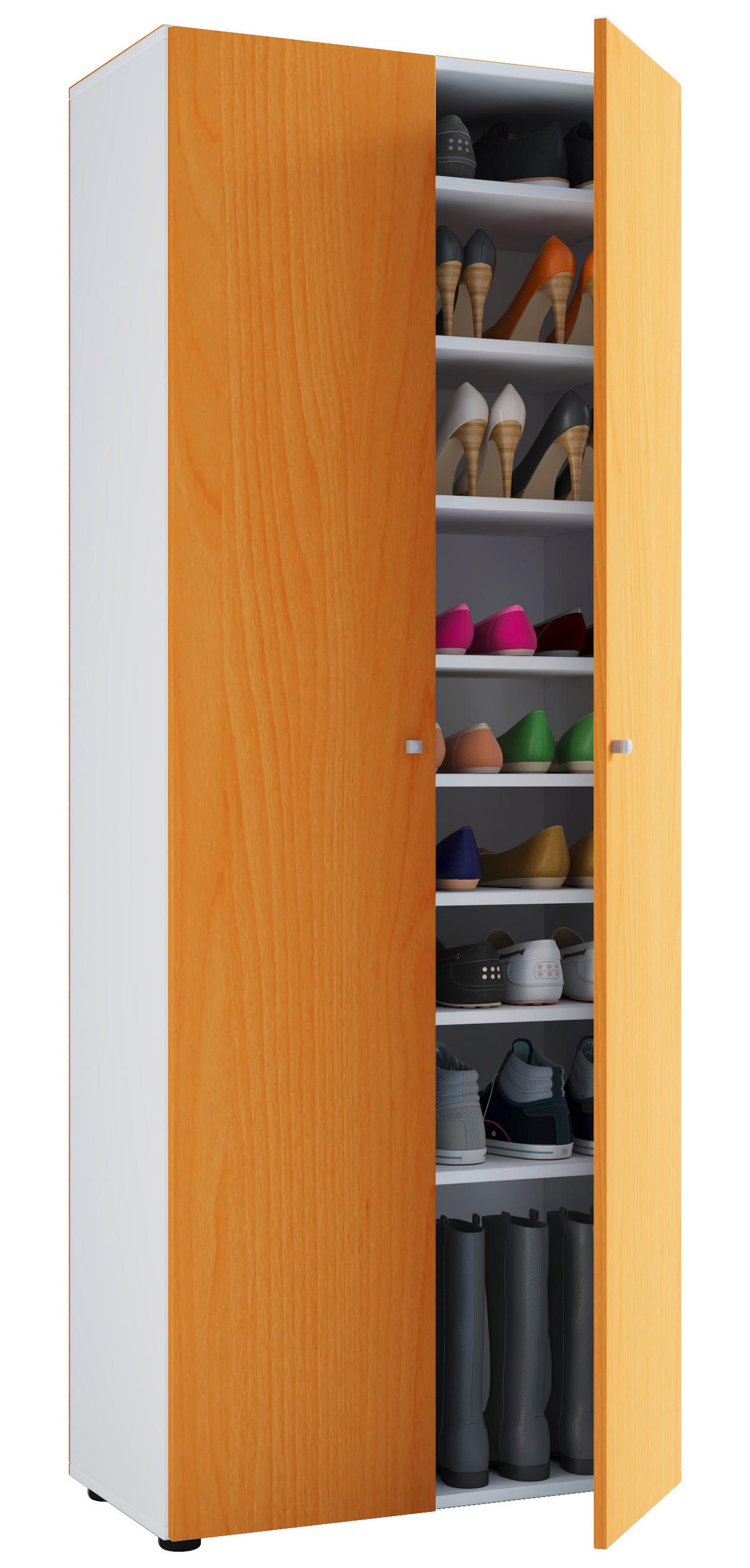 SCHUHSCHRANK Vandol  in 71/180/39 cm  - Weiss/Buchefarben, Design, Holzwerkstoff/Kunststoff (71/180/39cm) - MID.YOU