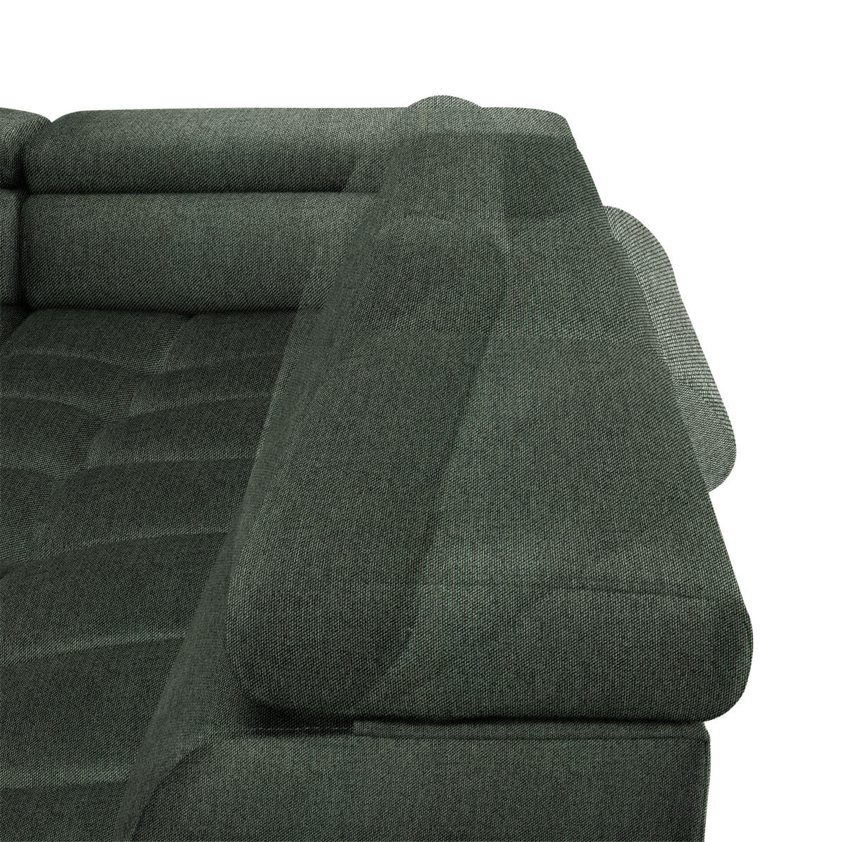 WOHNLANDSCHAFT Dunkelgrün Webstoff  - Dunkelgrün/Schwarz, Design, Textil/Metall (177/385/216cm) - Welnova
