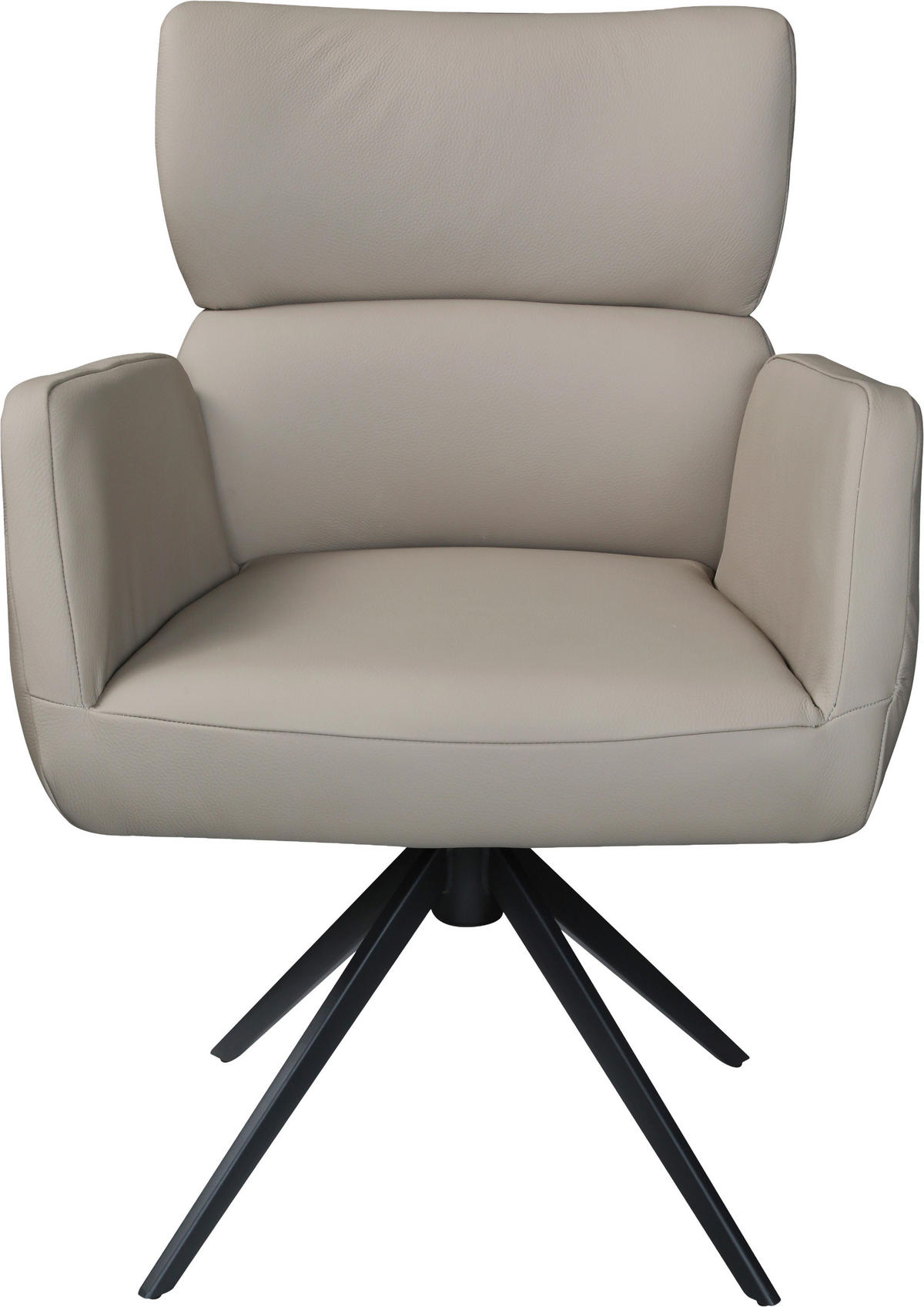 ARMLEHNSTUHL  Lederauswahl, Sitzfläche 360° drehbar, automatische Rückholfunktion  Echtleder  Taupe  - Taupe/Schwarz, Design, Leder/Metall (62,5/86,5/67cm) - Milino