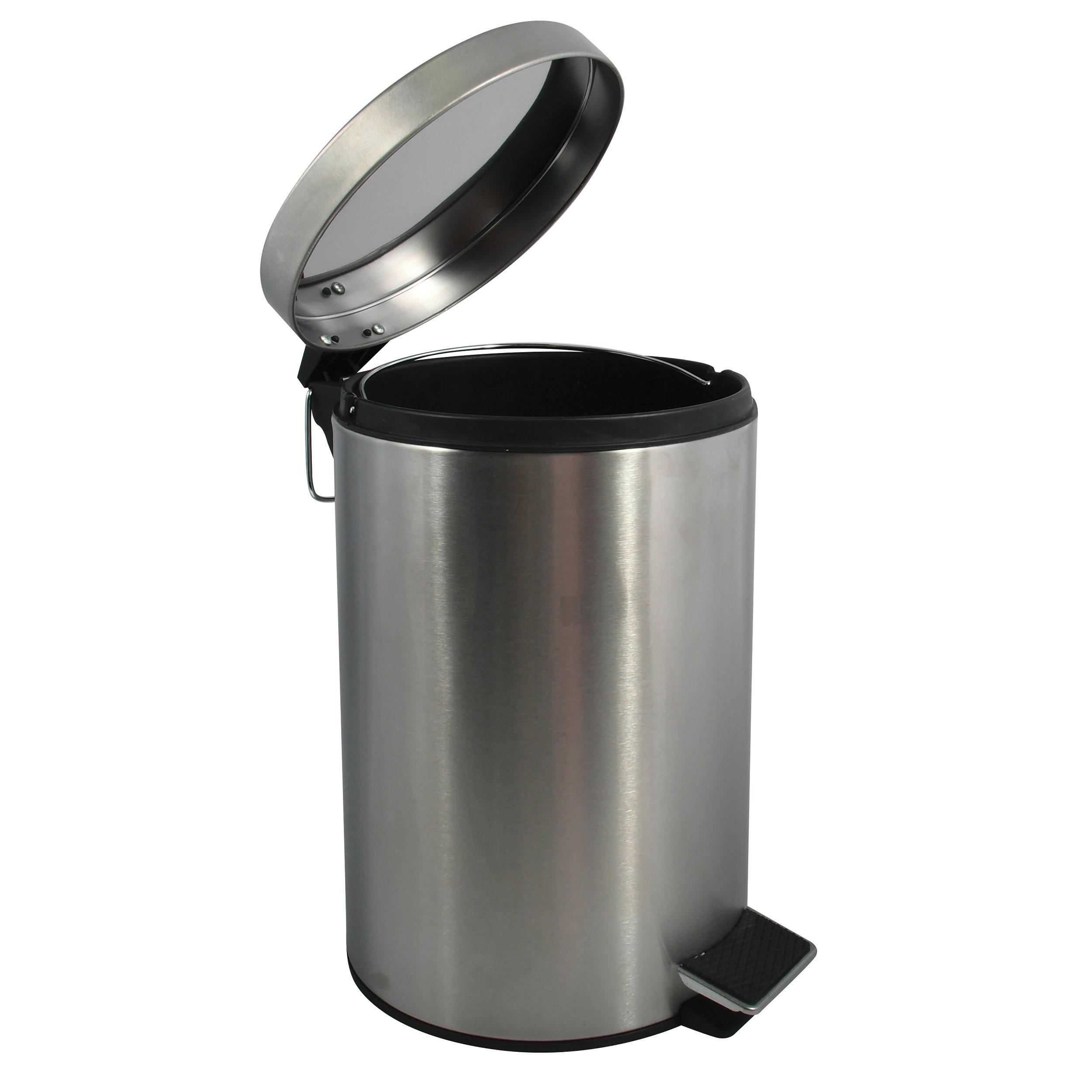 TRETEIMER 12 l  Metall  - Edelstahlfarben/Schwarz, Basics, Kunststoff/Metall (25/39/25cm) - Spirella