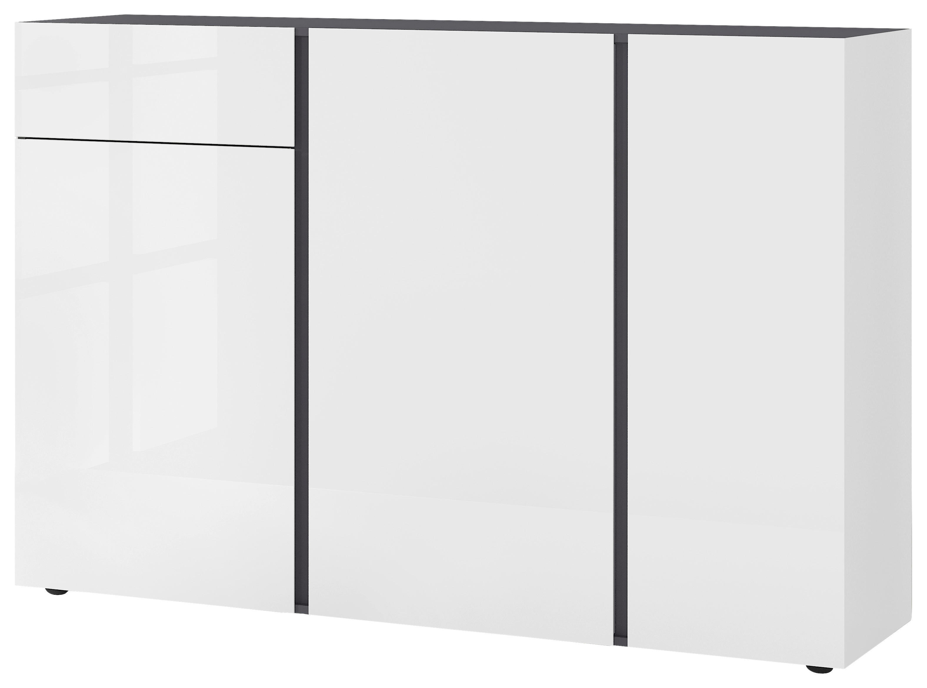 SIDEBOARD Graphitfarben, Weiß Einlegeböden  - Graphitfarben/Schwarz, MODERN, Glas/Holzwerkstoff (150/104/42cm) - Voleo