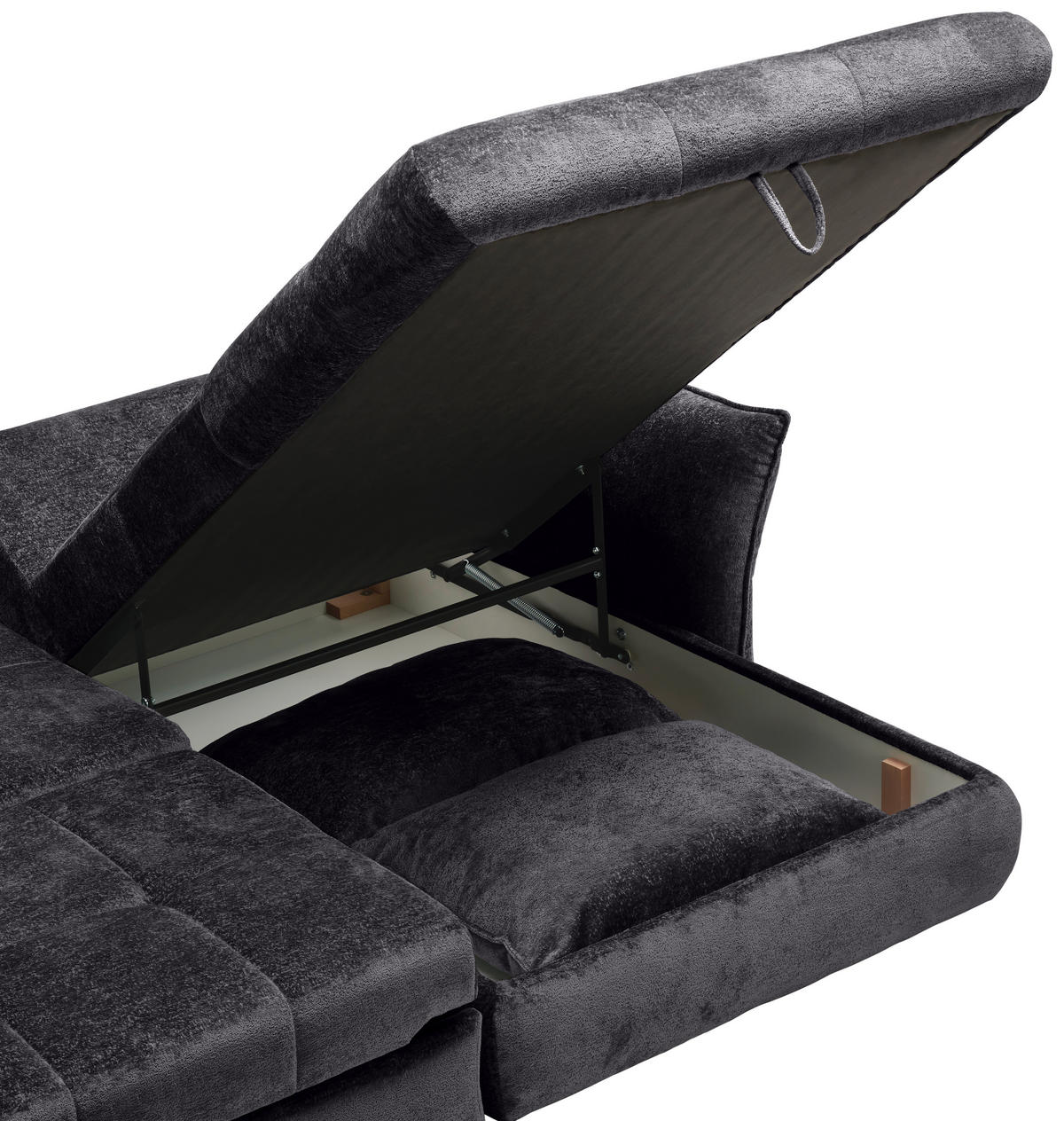 ECKSOFA in Chenille Schwarz  - Schwarz, Konventionell, Kunststoff/Textil (180/275cm) - Stylife