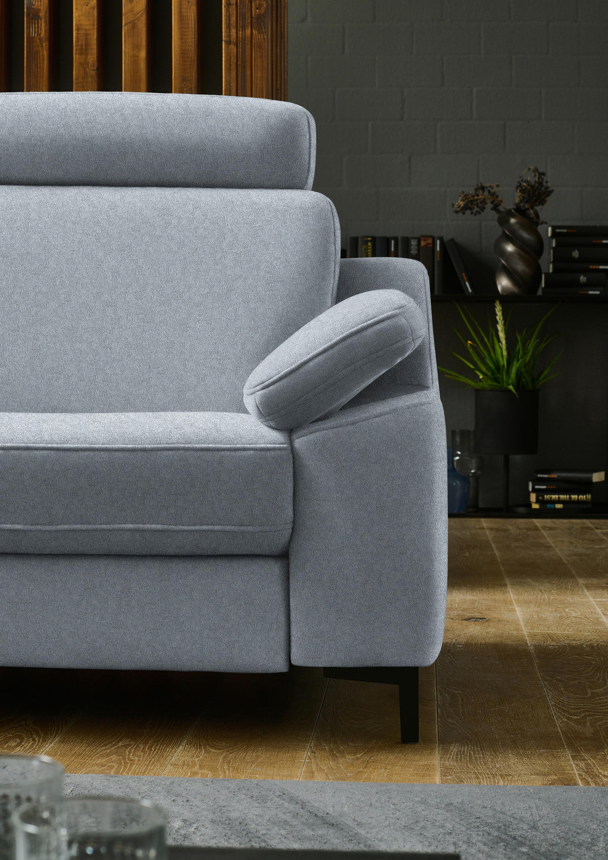ECKSOFA in Chenille Grau  278/278 cm  - Schwarz/Grau, Design, Textil/Metall (278/278cm) - Valdera