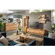 WOHNWAND  in Eichefarben  320/205,7/53,7 cm  - Eichefarben/Schwarz, Natur, Glas/Holz (320/205,7/53,7cm) - Valnatura