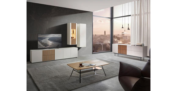 SIDEBOARD Wildeiche furniert Weiß, Eichefarben - Eichefarben/Schwarz, Design, Holz/Holzwerkstoff (195/74/47cm) - Ambiente