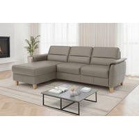 ROHOVÁ SEDAČKA, koža, sivá - sivá/farba duba, Basics, koža/drevo (163/244cm) - Sit & More