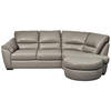 ECKSOFA Grau Kombination Echtleder/Lederlook  - Wengefarben/Grau, KONVENTIONELL, Leder/Holz (273/194cm) - Livetastic