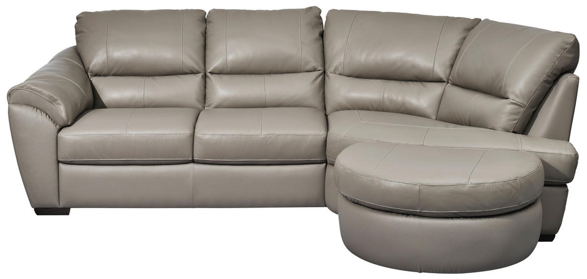 ECKSOFA  in Kombination Echtleder/Lederlook Grau  273/194 cm  - Wengefarben/Grau, KONVENTIONELL, Leder/Holz (273/194cm) - Livetastic