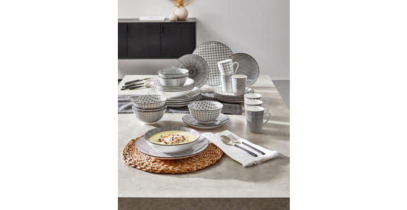 KOMBISERVICE Tokyo 30-teilig  - Schwarz/Weiß, Trend, Keramik - Novel