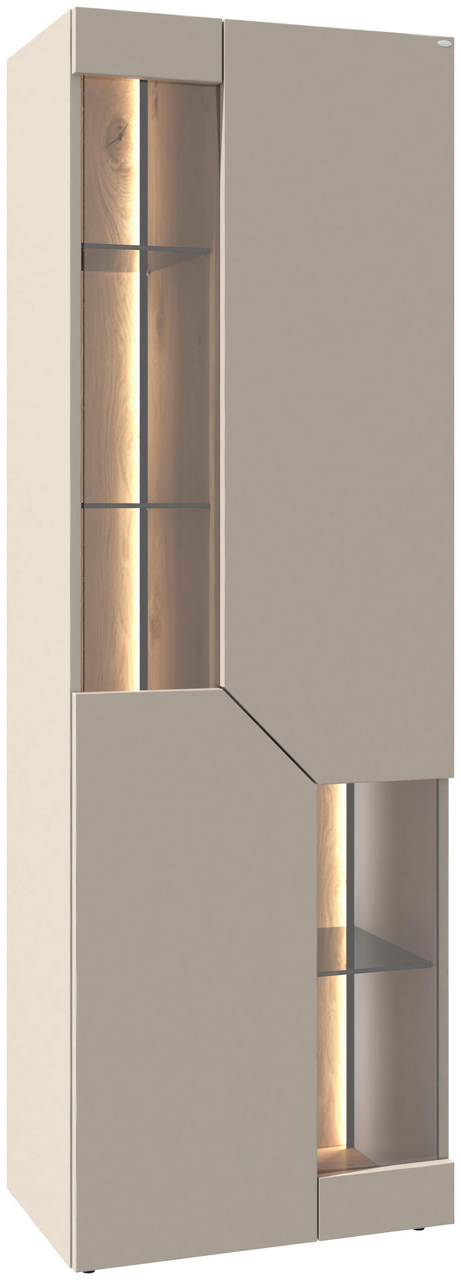 VITRINE Taupe, Wildeiche  64/194/43 cm  - Taupe/Wildeiche, Design, Glas/Holz (64/194/43cm) - Voglauer