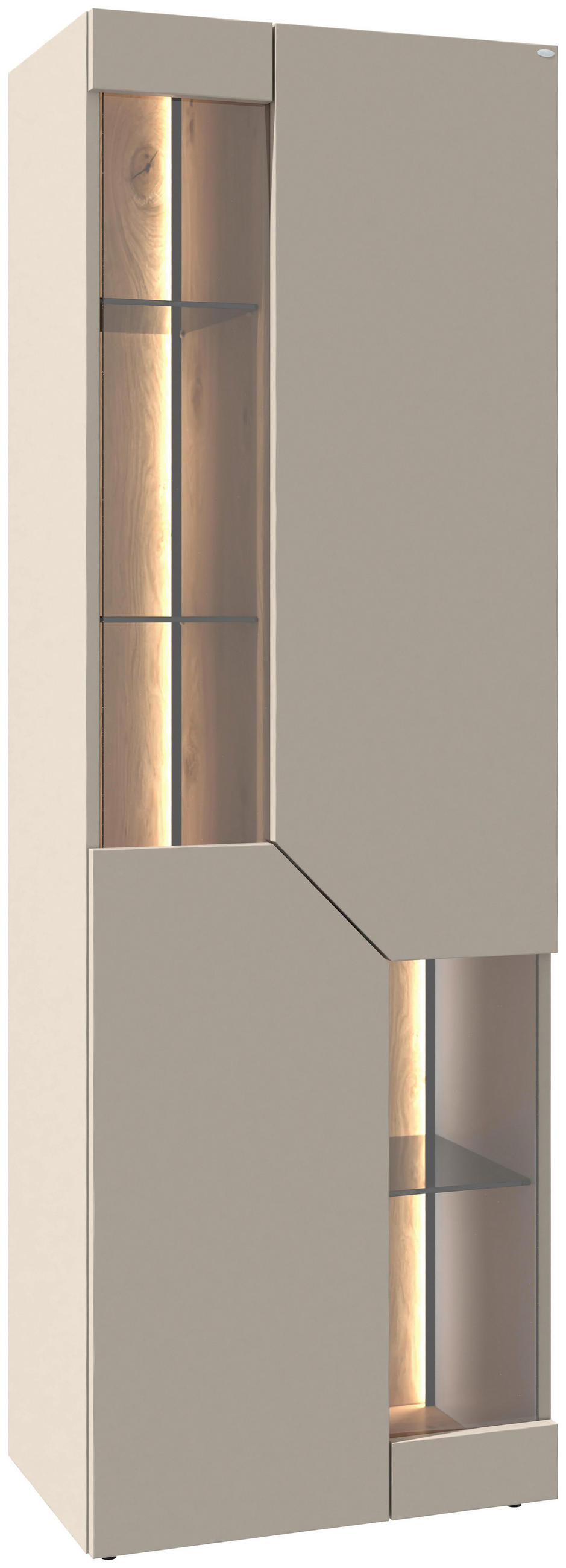 VITRINE Taupe, Wildeiche  64/194/43 cm  - Taupe/Wildeiche, Design, Glas/Holz (64/194/43cm) - Voglauer