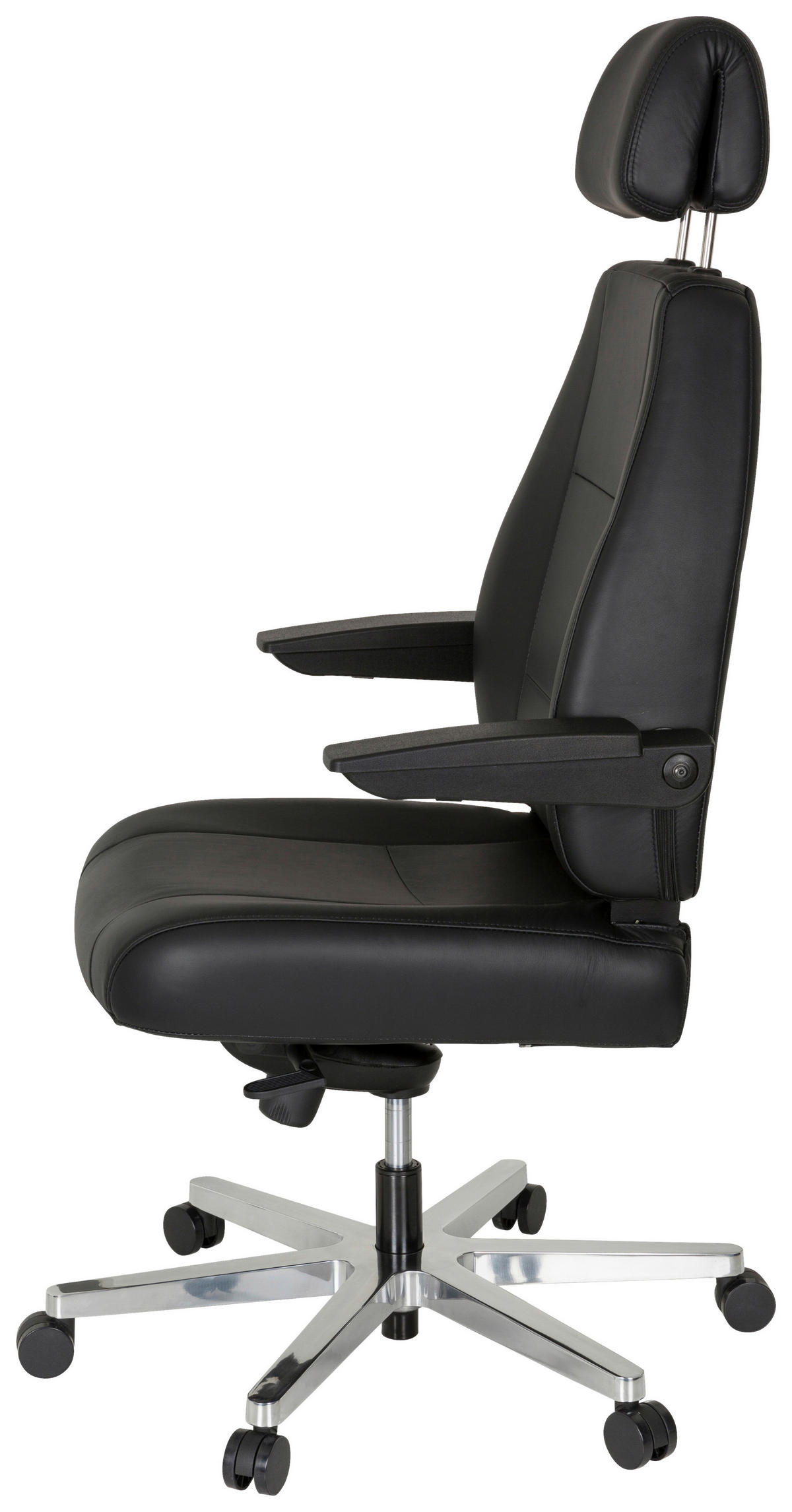 DREHSTUHL Schwarz  - Silberfarben/Schwarz, Basics, Leder/Kunststoff (70/152/70cm) - MID.YOU