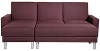 Eckschlafsofa mit Hocker Flachgewebe Dunkelrot  - Chromfarben/Dunkelrot, KONVENTIONELL, Textil/Metall (152/230cm) - Max Winzer