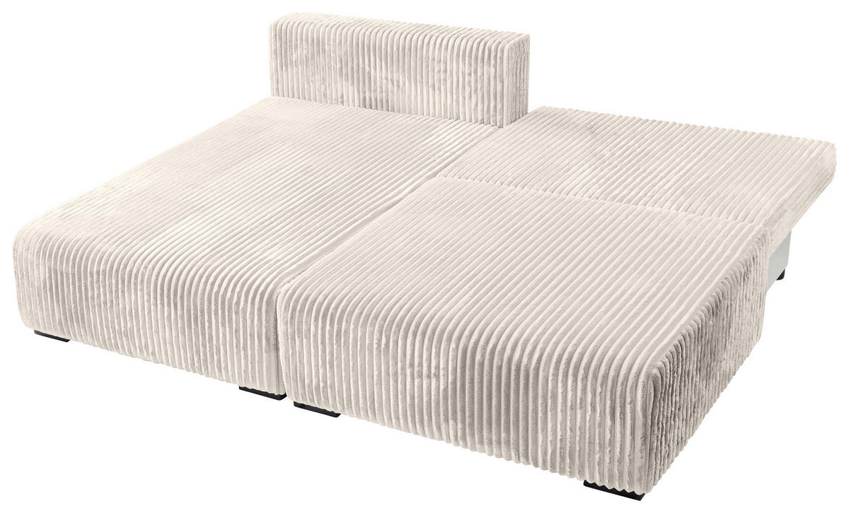 ECKSOFA in Cord Creme  - Creme/Schwarz, Modern, Holz/Textil (145/210cm) - MID.YOU