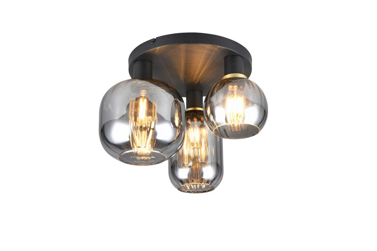 DECKENLEUCHTE  39/28,5 cm    - Chromfarben/Schwarz, Design, Glas/Metall (39/28,5cm) - Trio Leuchten