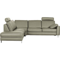 ECKSOFA in Echtleder Hellgrau  - Chromfarben/Beige, Konventionell, Leder/Metall (245/272cm) - Valdera