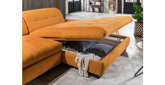 ECKSOFA in Mikrofaser Currygelb  - Currygelb/Schwarz, Design, Textil/Metall (198/290cm) - Xora