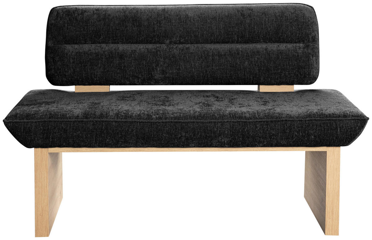 SITZBANK 160/87/67 cm Webstoff Schwarz  - Eichefarben/Schwarz, KONVENTIONELL, Textil (160/87/67cm) - James Wood