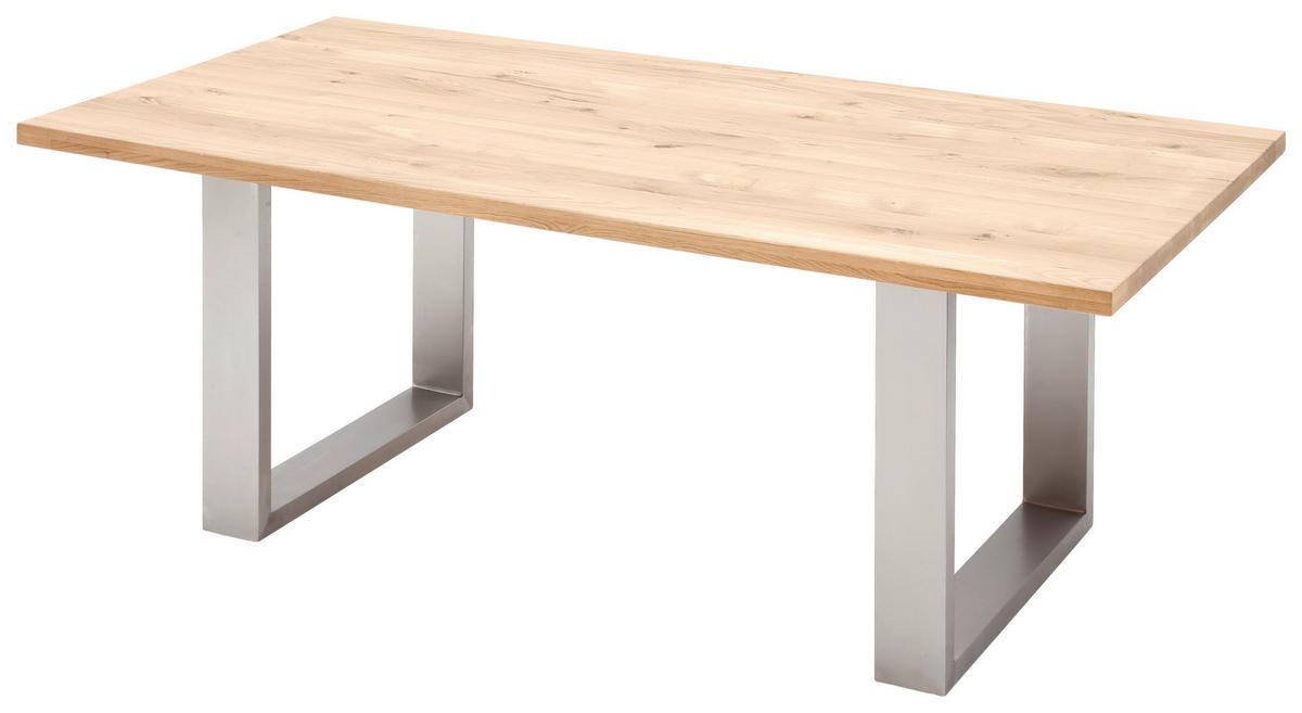 ESSTISCH Holz, Metall 220/100/77 cm  - Edelstahlfarben, Design, Holz/Metall (220/100/77cm) - Livetastic