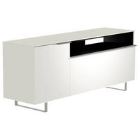 LOWBOARD  in 160/66/45 cm  - Weiss/Alufarben, Design, Glas/Holzwerkstoff (160/66/45cm) - Moderano