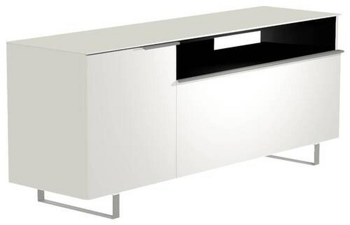 LOWBOARD  in 160/66/45 cm  - Weiss/Alufarben, Design, Glas/Holzwerkstoff (160/66/45cm) - Moderano