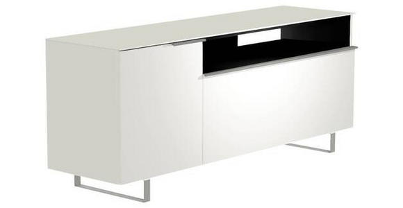 LOWBOARD Weiß, Alufarben  - Alufarben/Weiß, Design, Glas/Holzwerkstoff (160/66/45cm) - Moderano