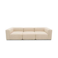 3-SITZER-SOFA Cord, Mikrofaser Creme  - Creme/Schwarz, Design, Kunststoff/Textil (301/69/108cm) - MID.YOU