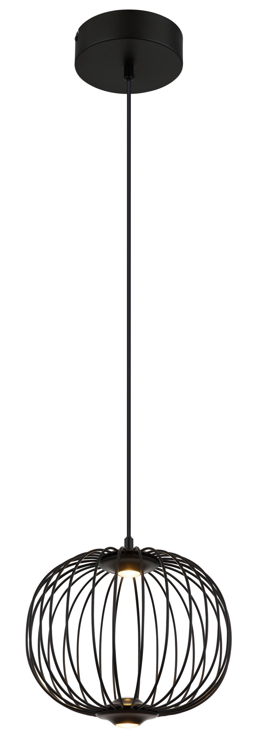 VISEČA LED-SVETILKA   //3000 K/230 V/ - črna, Basics, kovina/umetna masa (30/150cm) - Globo