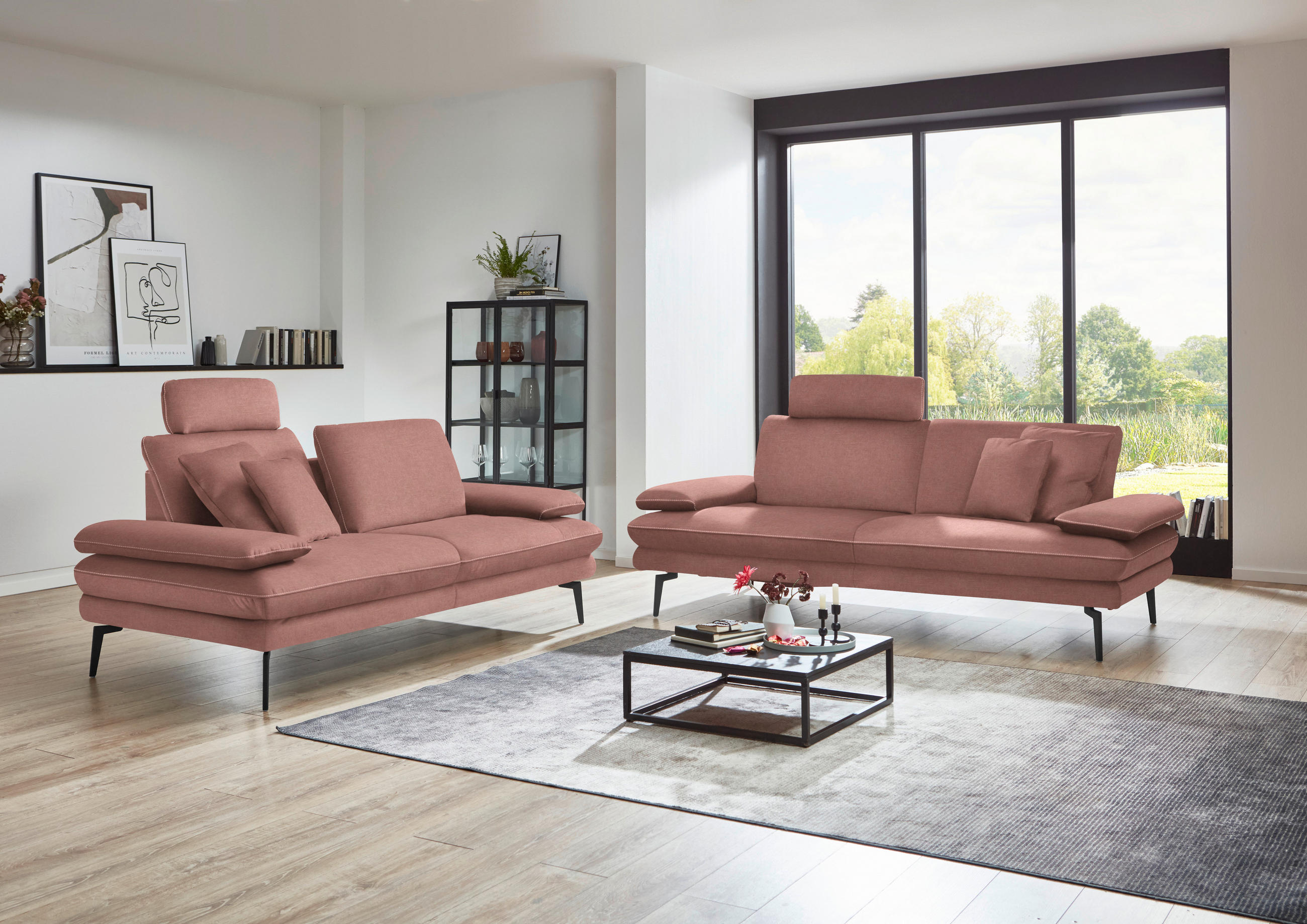 2,5-SITZER in Velours Flieder  - Beige/Flieder, Design, Textil/Metall (196/89/104cm) - Dieter Knoll