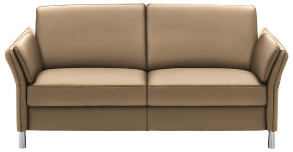 DREISITZER-SOFA in Leder Creme - Creme/Alufarben, Design, Leder/Metall (190/82/99cm) - Dieter Knoll