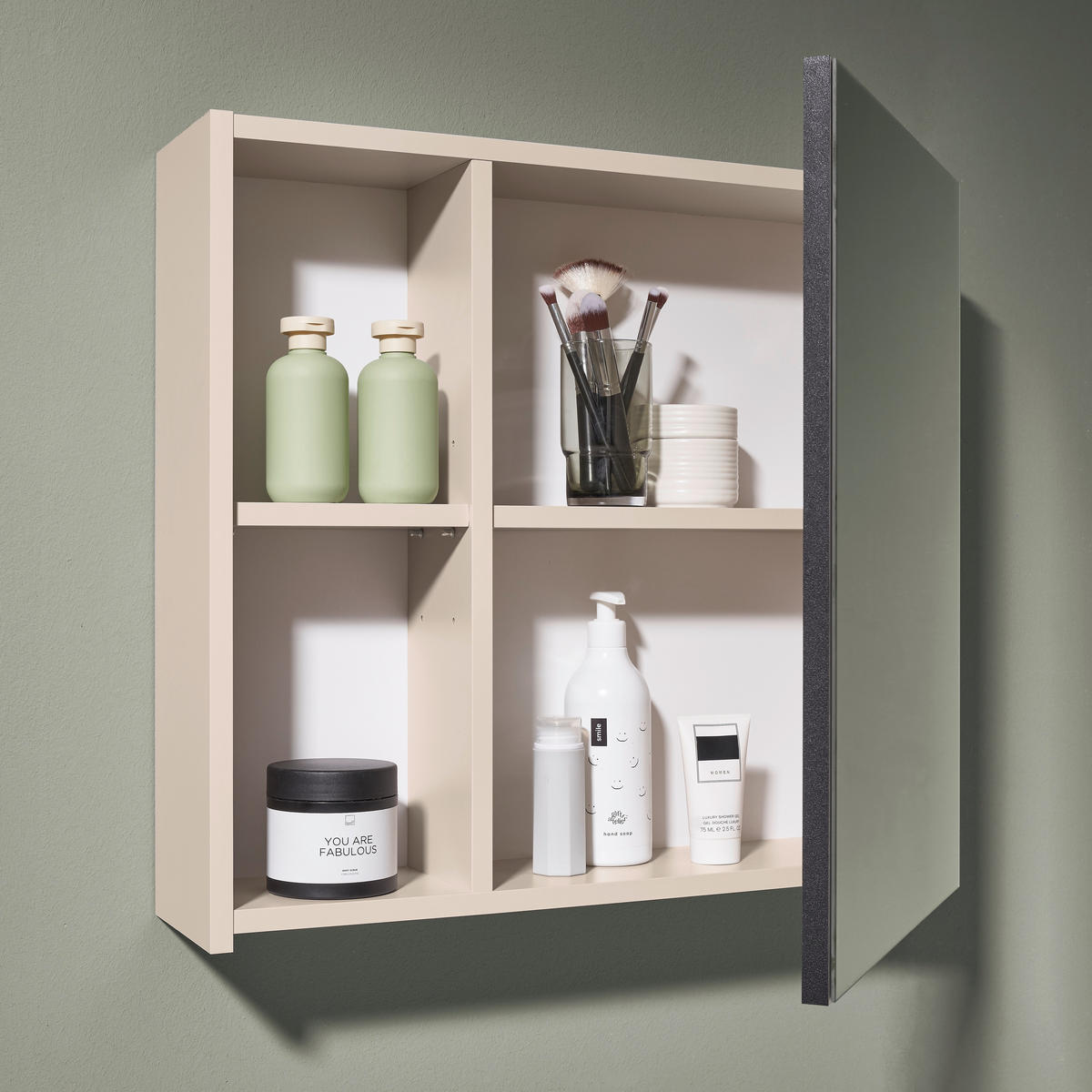 SPIEGELSCHRANK 60/56/17 cm  - Kaschmir, Trend, Glas/Holzwerkstoff (60/56/17cm) - MID.YOU