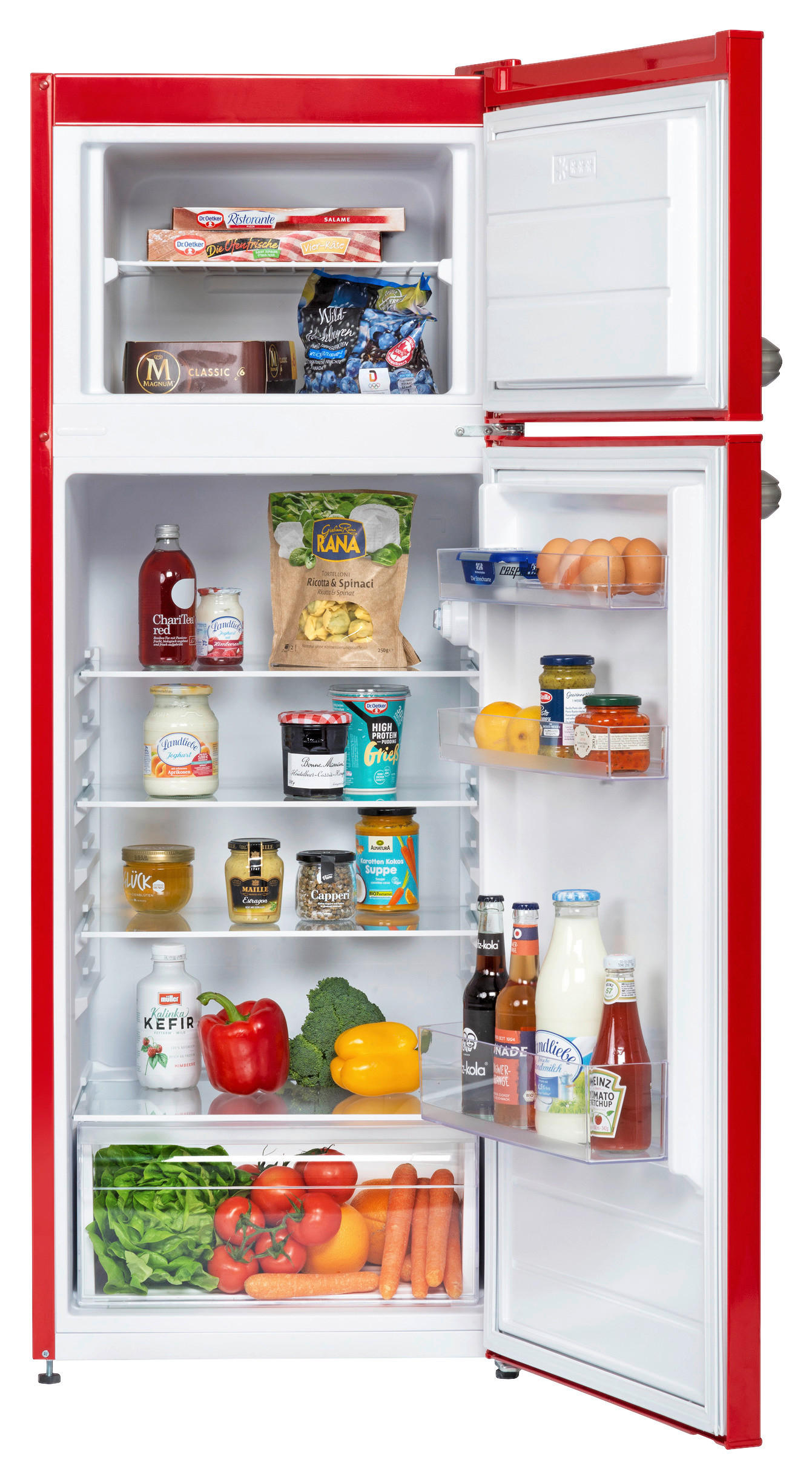 KÜHL-GEFRIER-KOMBINATION 54/145/57 cm KS144VR  - Rot, Trend, Glas/Kunststoff (54/145/57cm) - Respekta