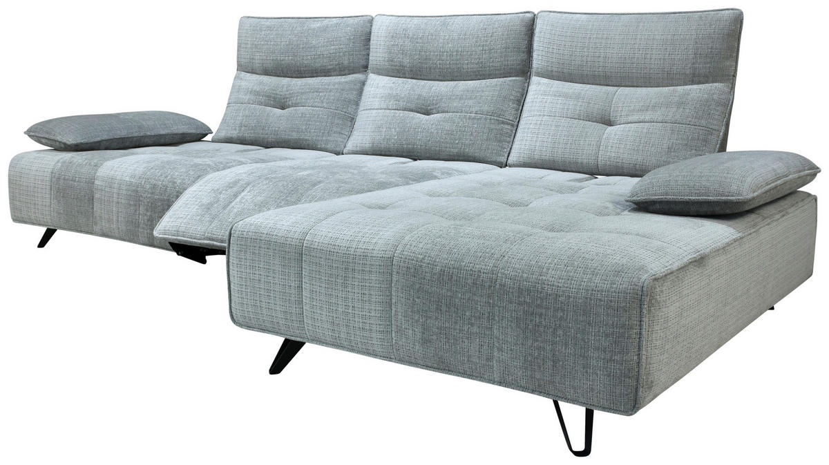 ECKSOFA Hellgrau Chenille  - Hellgrau/Schwarz, Design, Kunststoff/Textil (314/162cm) - Livetastic