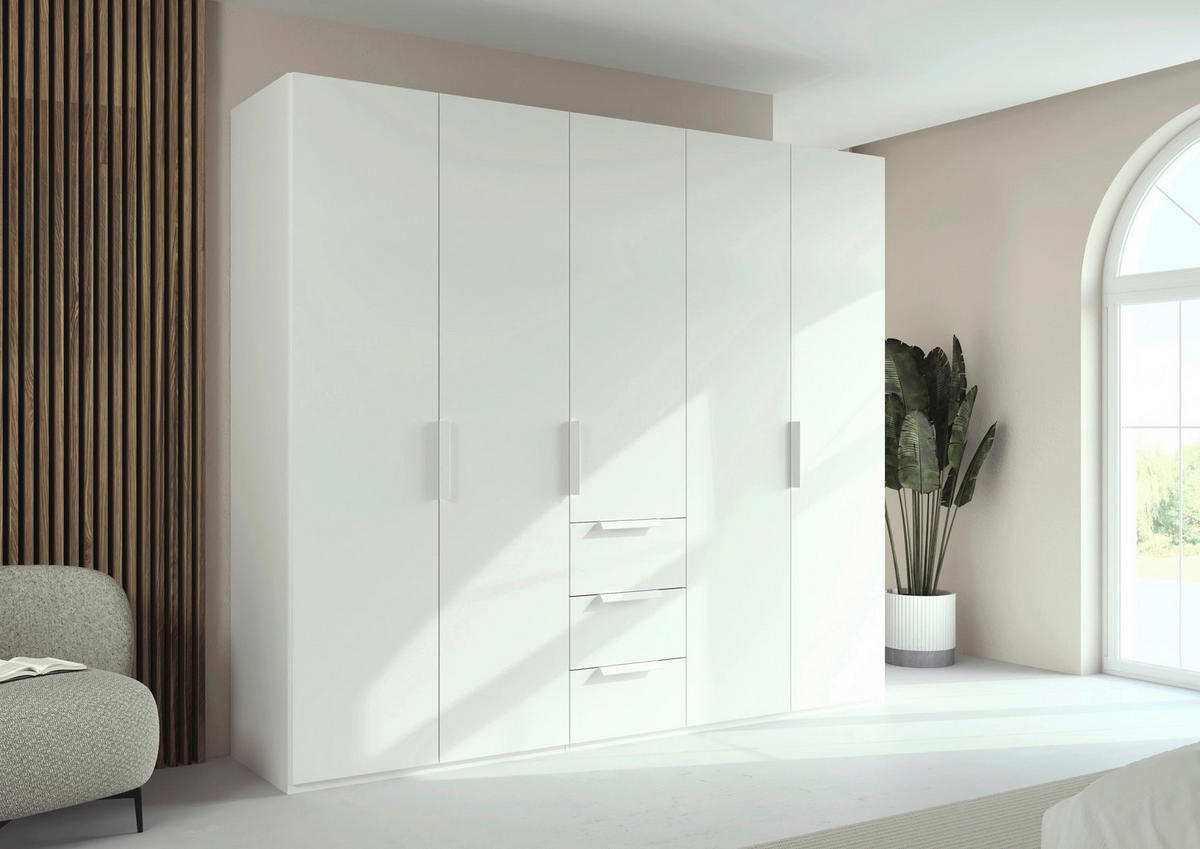 DREHTÜRENSCHRANK 251/235/61 cm,  in Weiß, 5-türig  - Weiß, Basics, Holzwerkstoff/Metall (251/235/61cm) - Novel