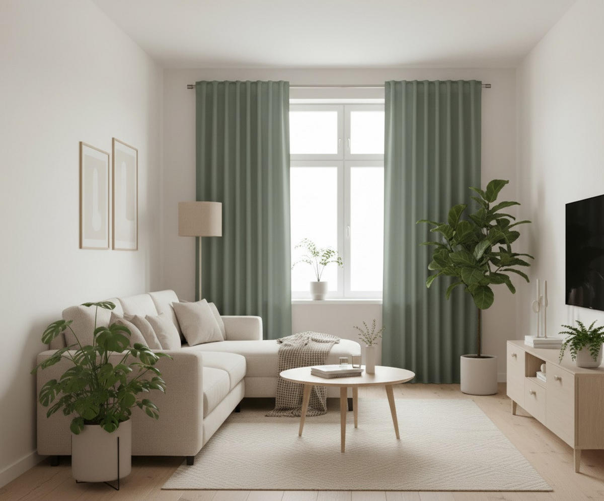 HOTOVÝ ZÁVES, nepriehľadné, 140/175 cm - šalviovozelená, Konventionell, textil (140/175cm) - Esposa